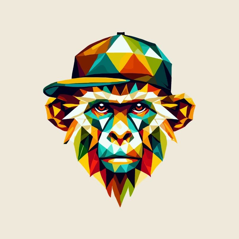 Géométrique Singe Art Cool Coloré Hipster Design