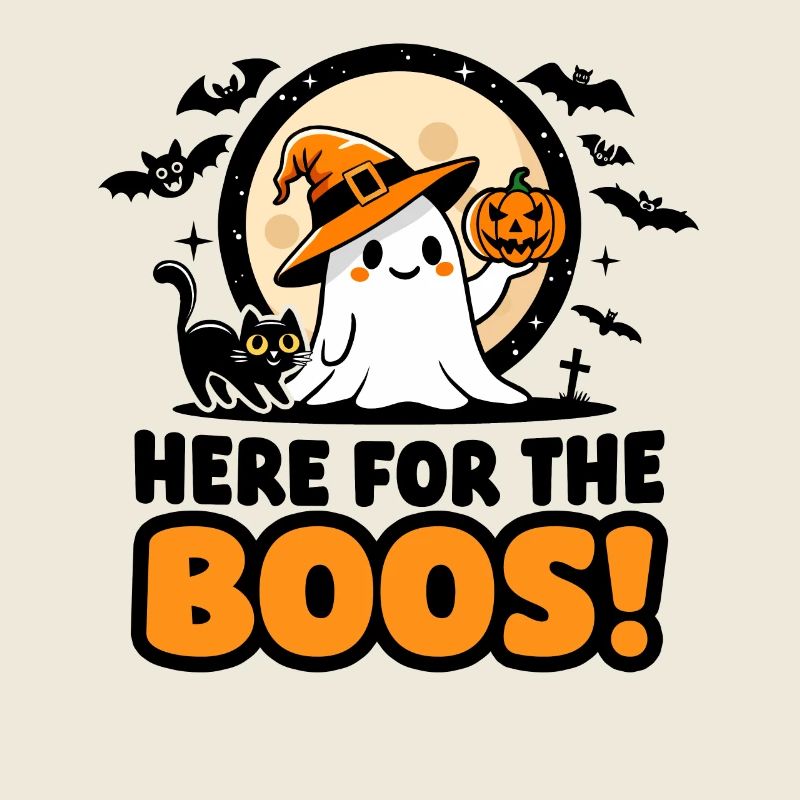 Halloween Geist Kürbis Schwarze Katze Hexenhut Boo