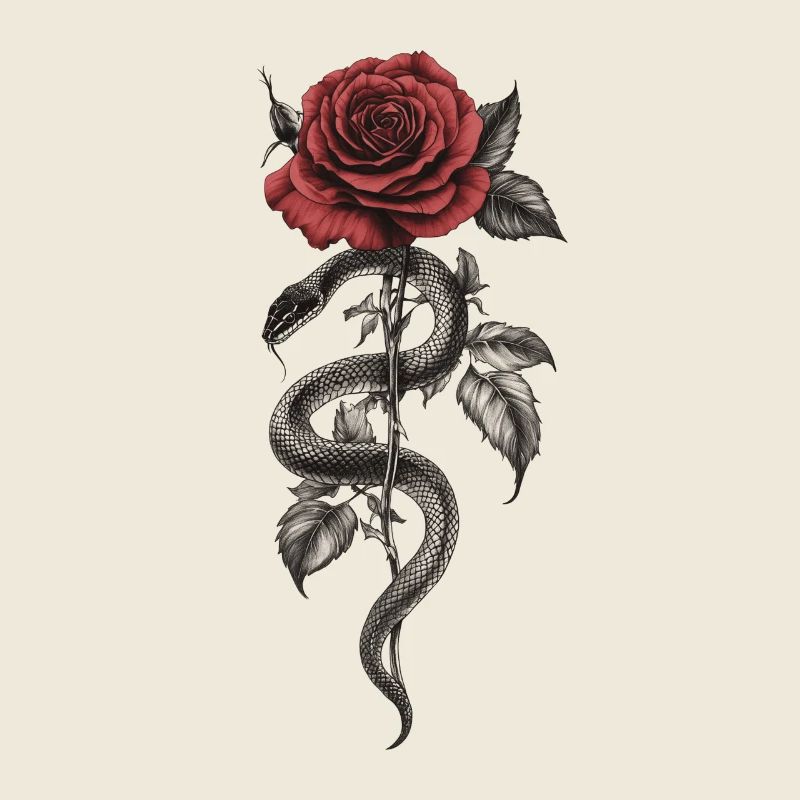 Serpent Rose Esthétique Florale Serpent Cadeau