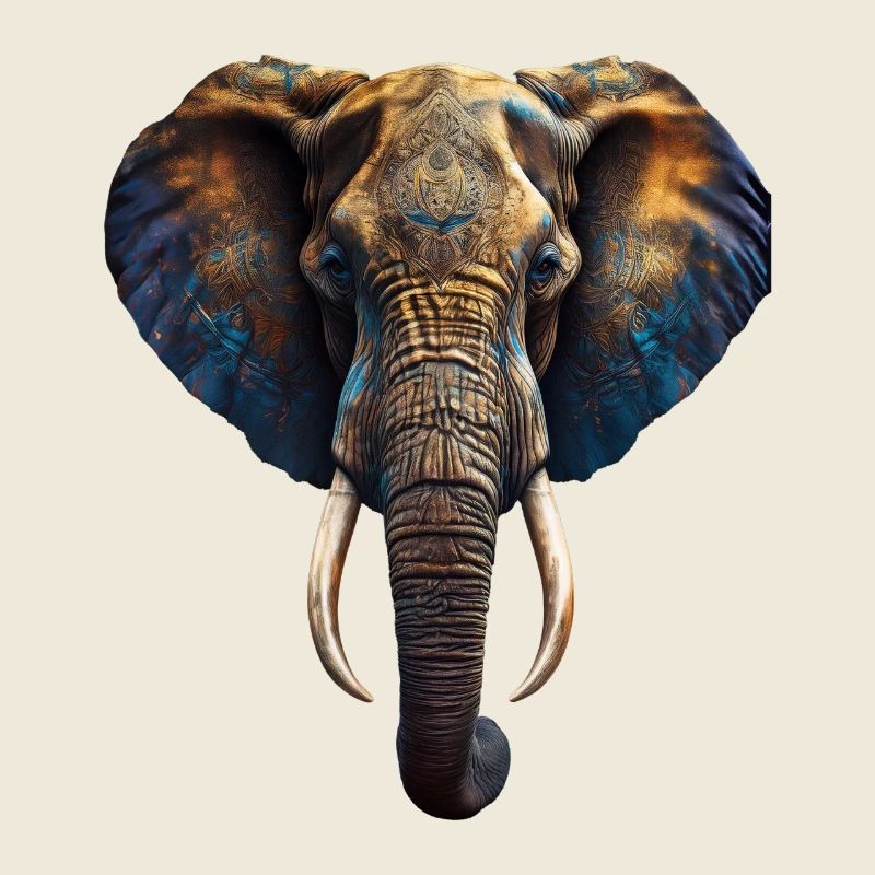 Elephant d'Afrique avec tatouage de style indien