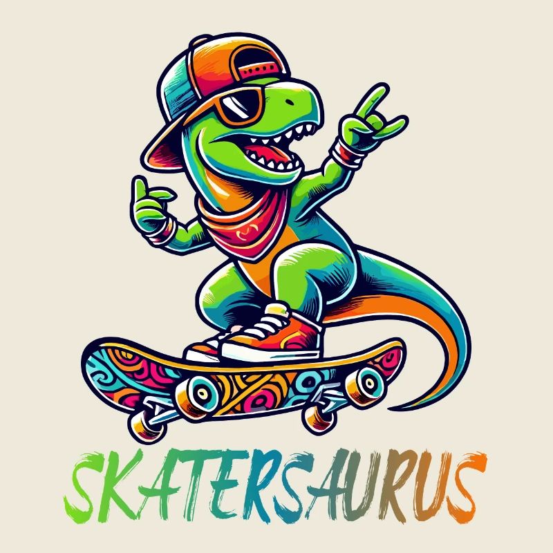 Skatersaurus dinosaure rétro skateboarding design