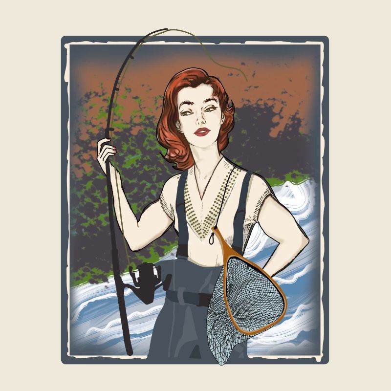 Femme forte à la pêche
