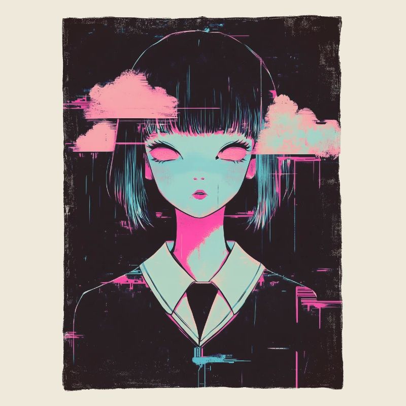 Anime Girl Vaporwave Pastel Goth Cybergoth Graphics