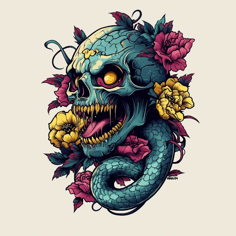 Crâne et serpent