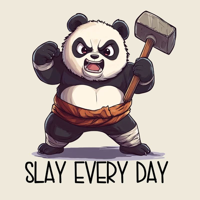 Aggro Panda mit Hammer – SLAY EVERY DAY