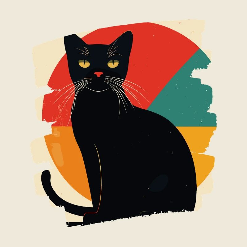 Schwarze Katze Retro
