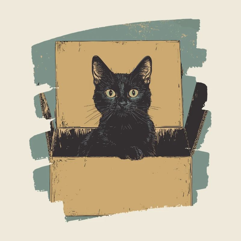 Chat dans une boîte en carton rétro