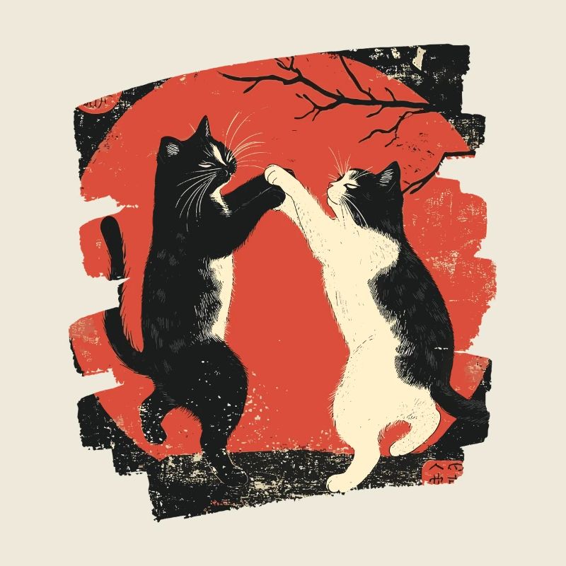 Japanischer Katzen Kampf