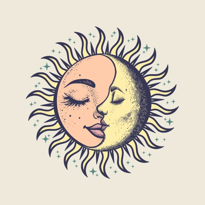 boho soleil lune spiritualité visage du soleil
