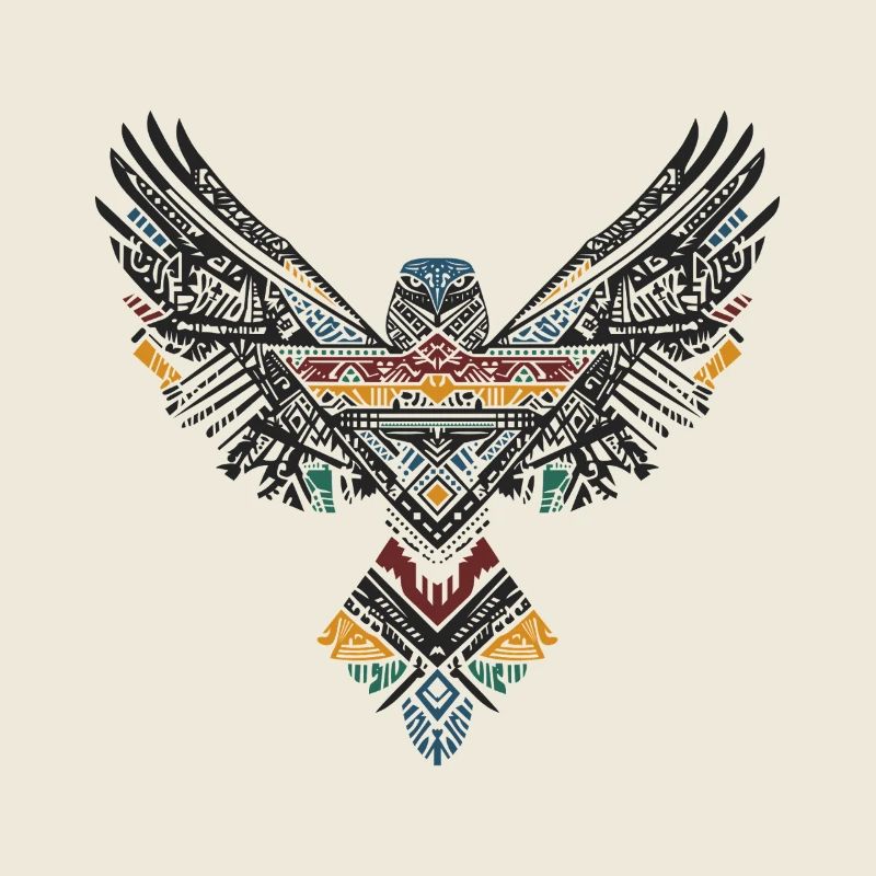 Tribal Hawk Boho Faucon Oiseau Totem Bohème