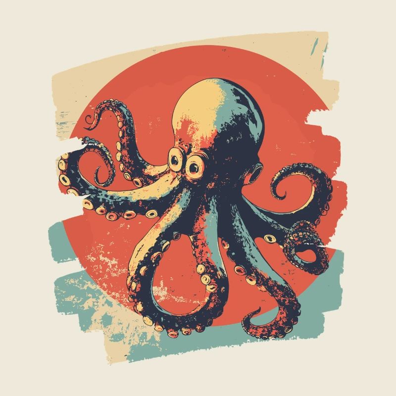 Kraken Oktopus Retro