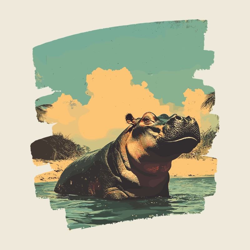 Nilpferd Retro