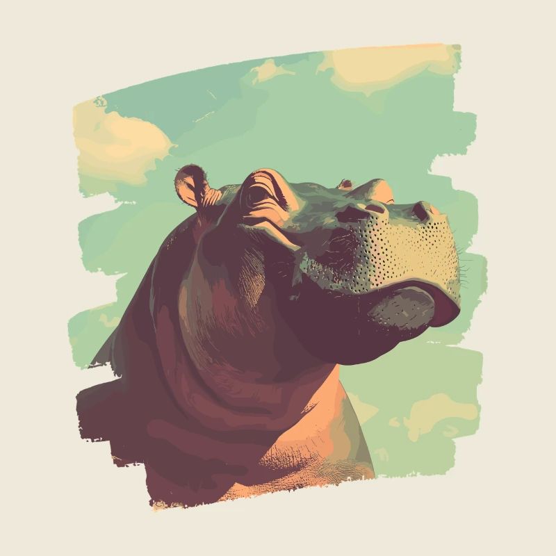 Nilpferd Retro