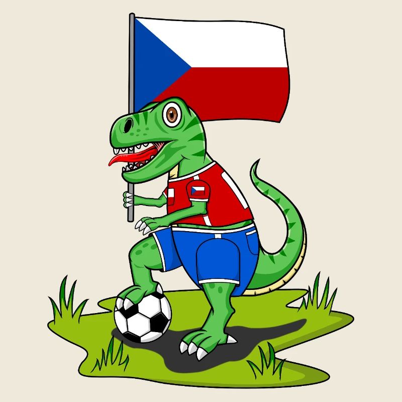 Drapeau de la République tchèque dinosaure Rex football
