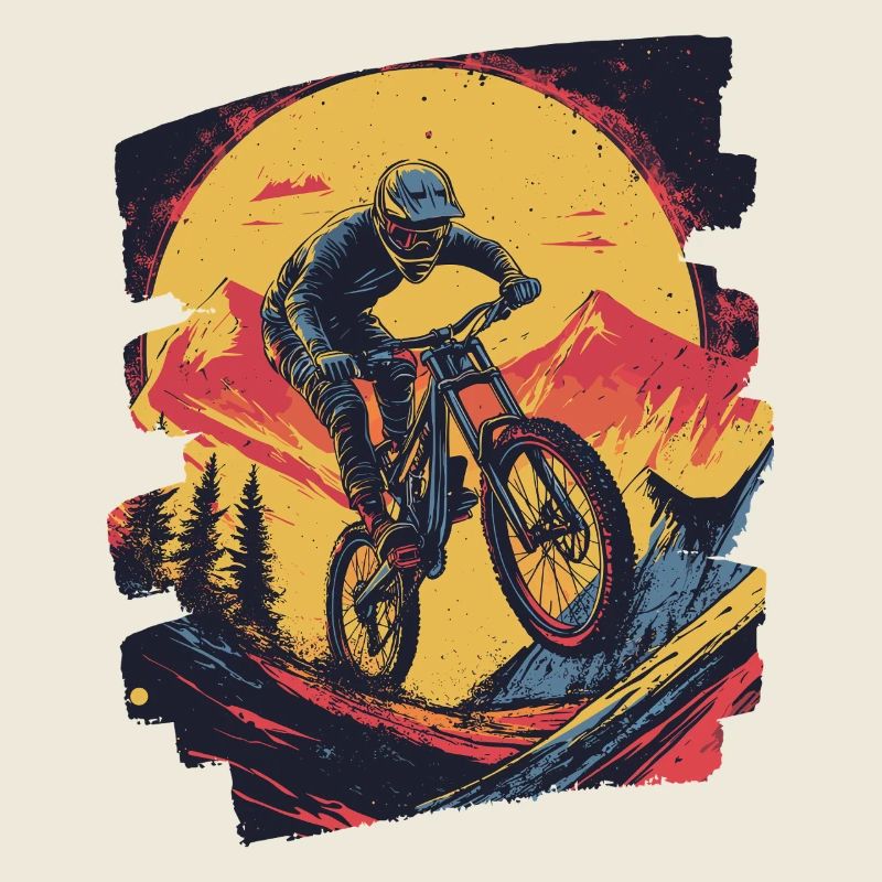 Mountainbiker Downhill Berge Radsport