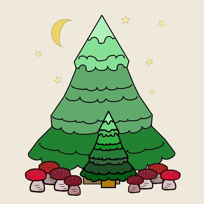 Night Starry Forest Conifer Fir