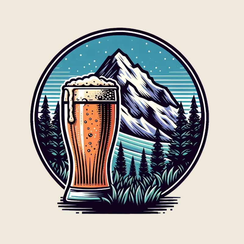 Bergblick mit Bierglas