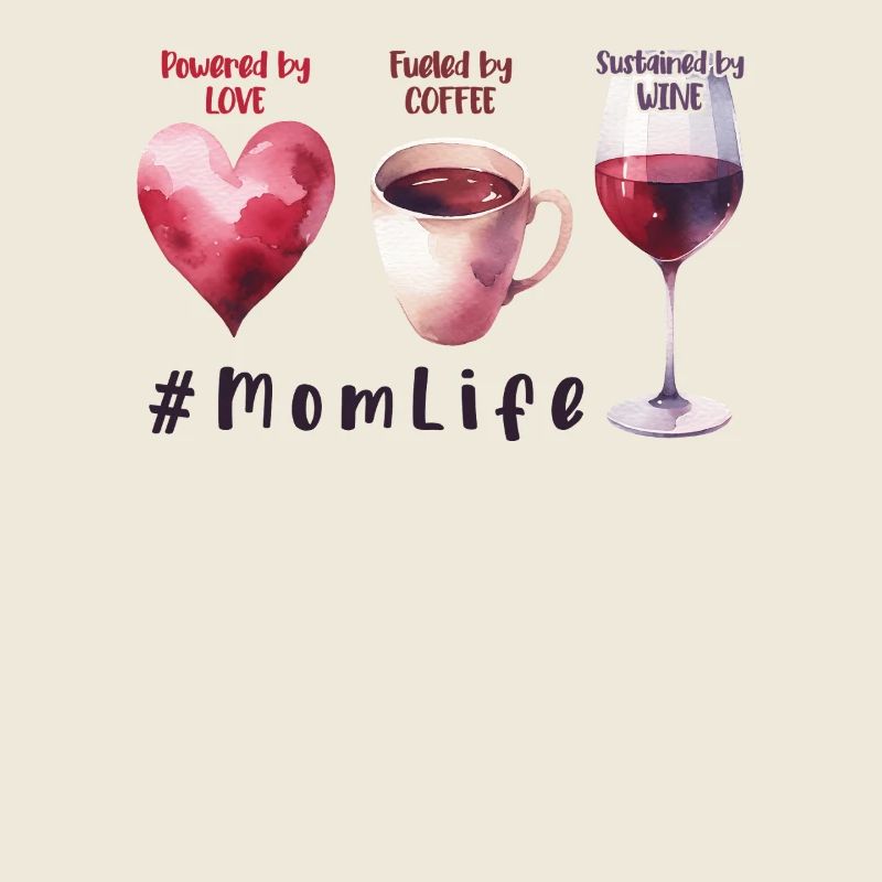 Kaffee Wein Liebe Aquarell Muttertag Geschenk