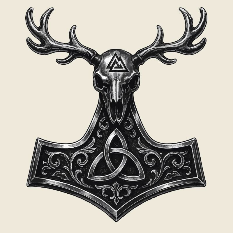Valknut Hirsch Schädel | Mjölnir Heidnisches Symbol