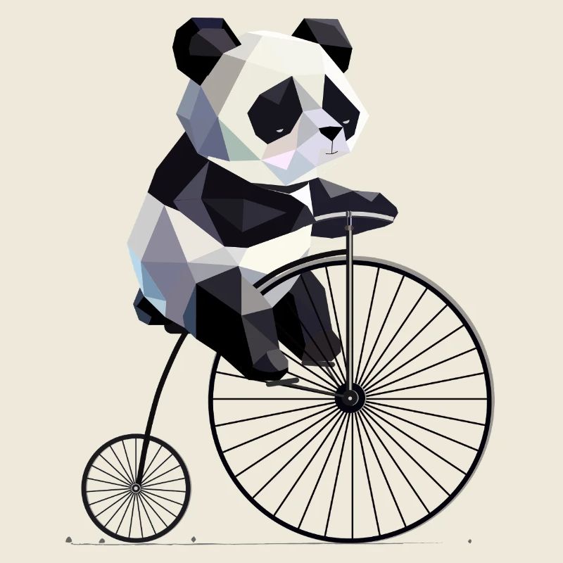 Panda auf Hochrad – Retro trifft Tierliebe