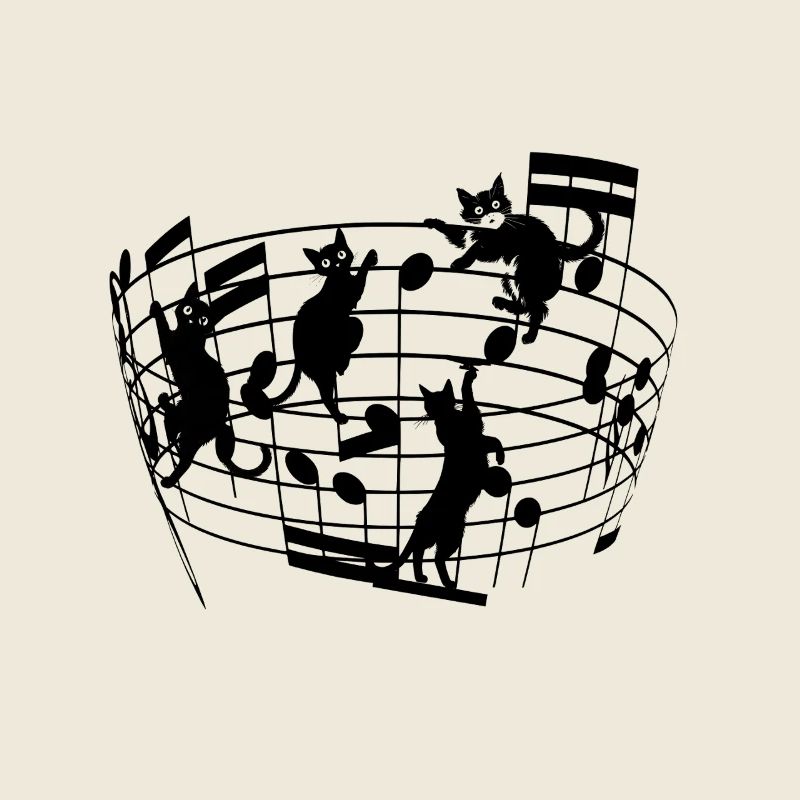 Cats dancing on staves Music Notes