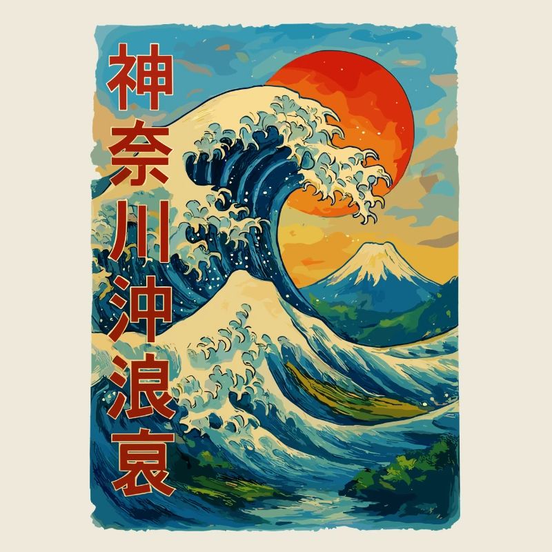 The Great Wave in front of Kanagawa Comic Style