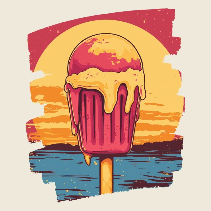 Glace et boule de glace coucher de soleil d’été