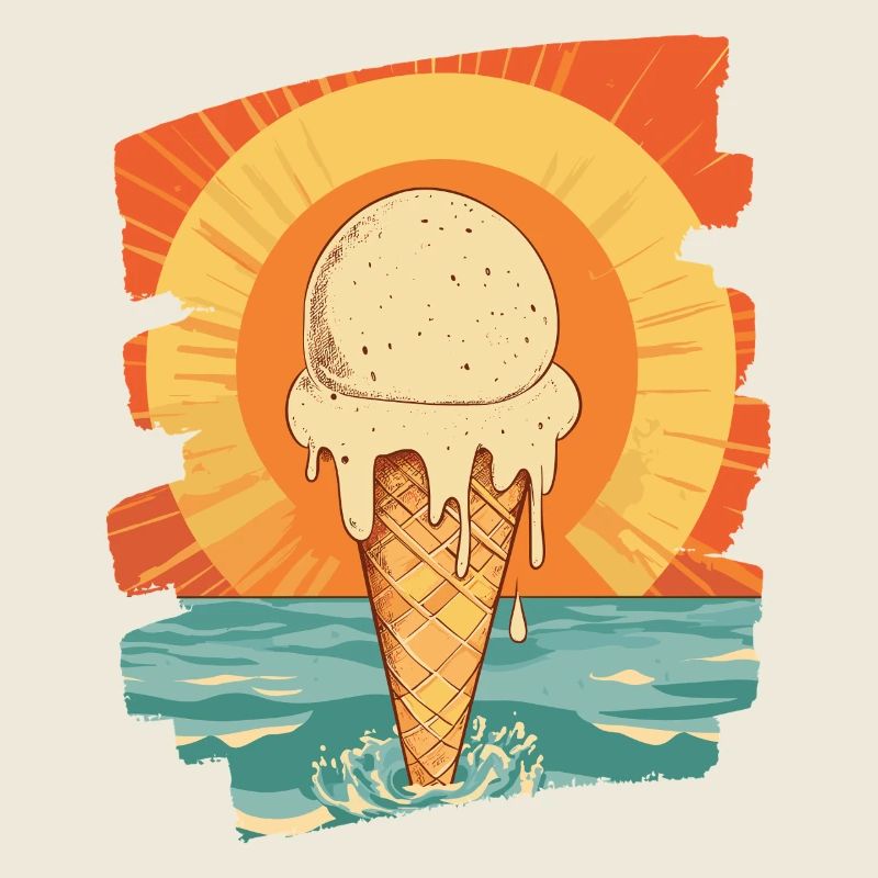 Glace et boule de glace coucher de soleil d’été