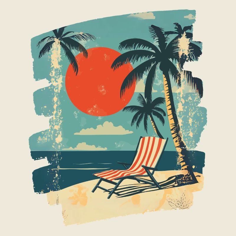 Plage Palmiers Coucher de soleil Été