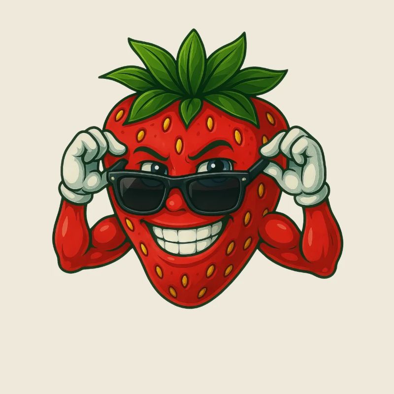 Cool strawberry with sunglasses in summer