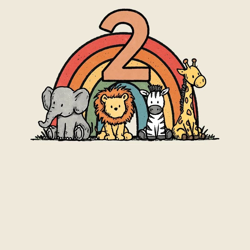 Regenbogen Niedliche Tiere 2 Jahre Kinder Geschenk