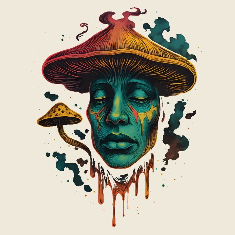 Visage de champignon psychédélique Design surréaliste