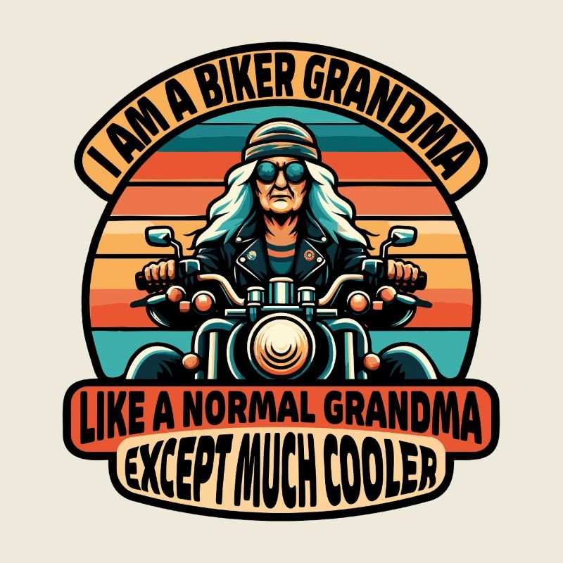 Biker-Oma mit cooler Attitüde