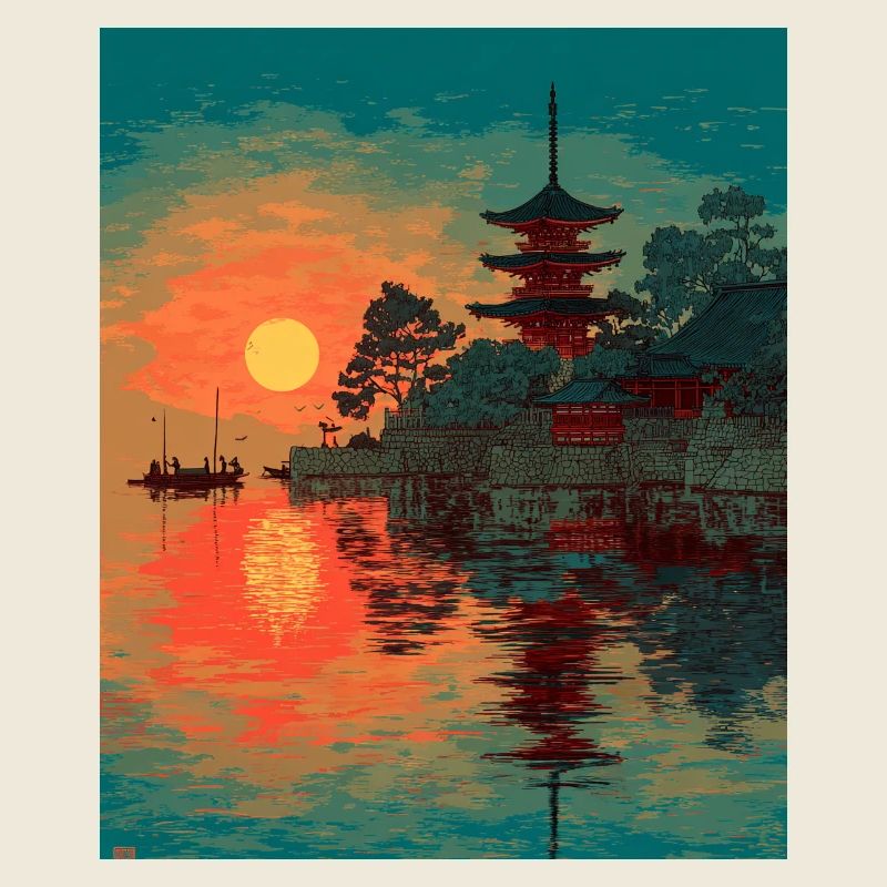 Serene Japanese Sunset Over Water