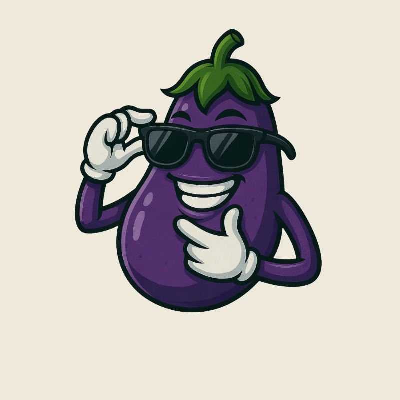 Cool eggplant vegetable design with sunglasses
