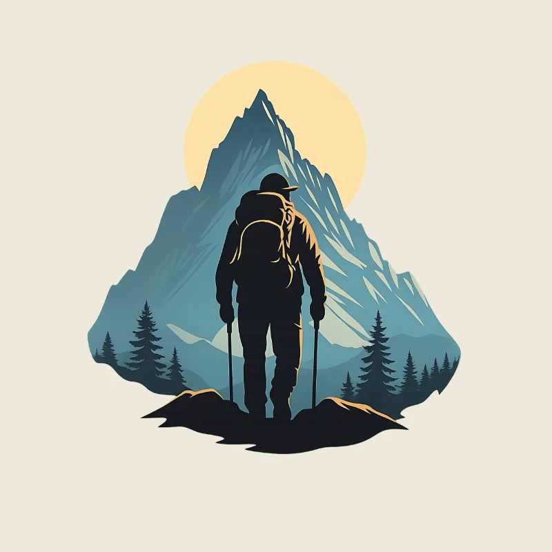 Bergwanderer in der Abenddämmerung