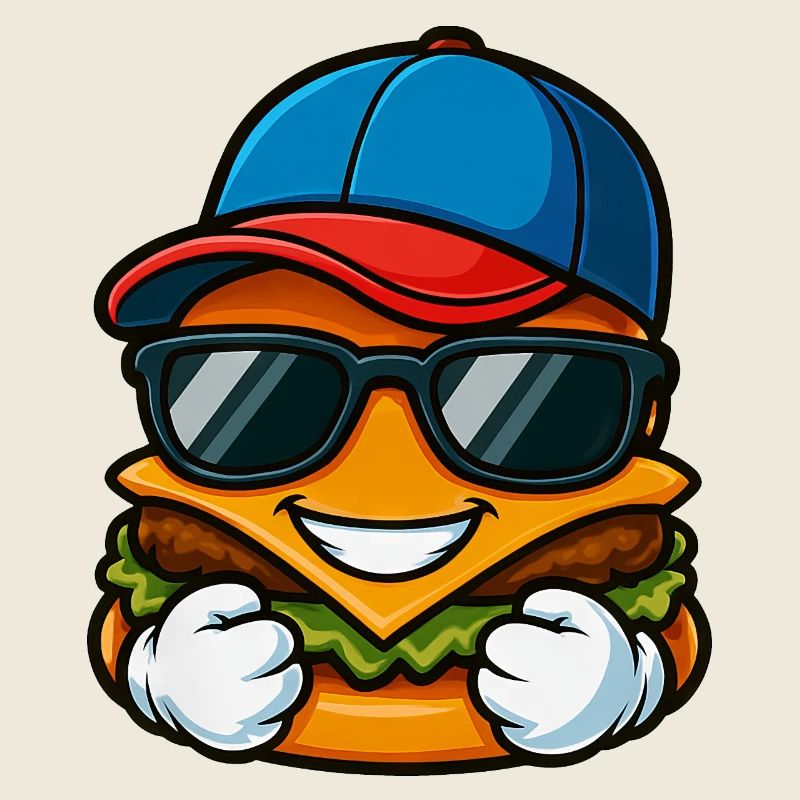Cooler Burger Baseball Spieler Cartoon Kinder 