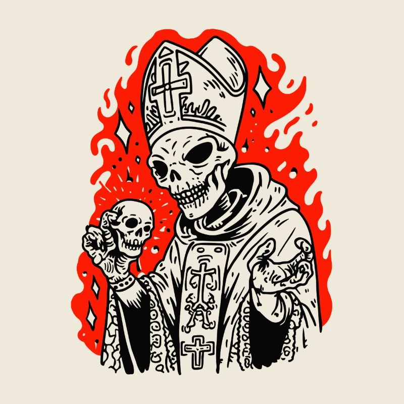 Spooky Alien Pope – Squelette sombre d’Halloween