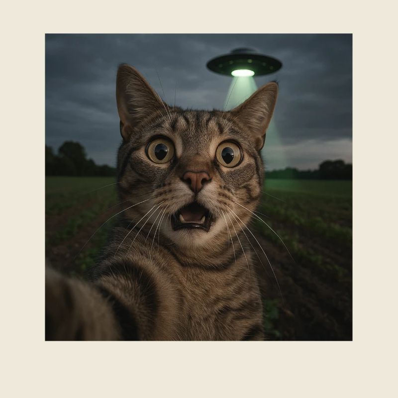 Katzen-Selfie mit Alien-UFO