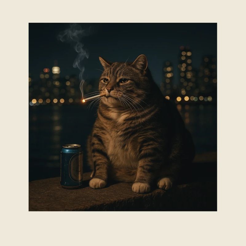 Drôle Chat Fumant Mème Stupide Brainrot