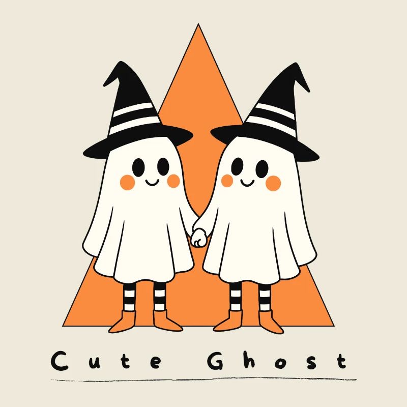 Duo de fantômes mignons avec chapeau de sorcière