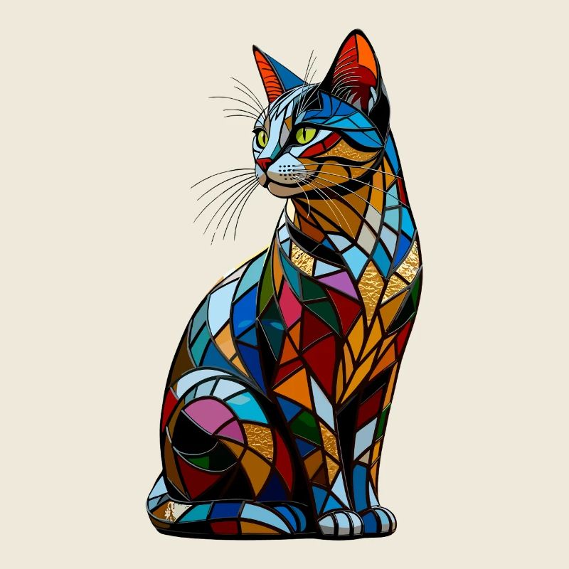 Katze Bunt Regenbogen Farben Popart Cat Mom Katzen