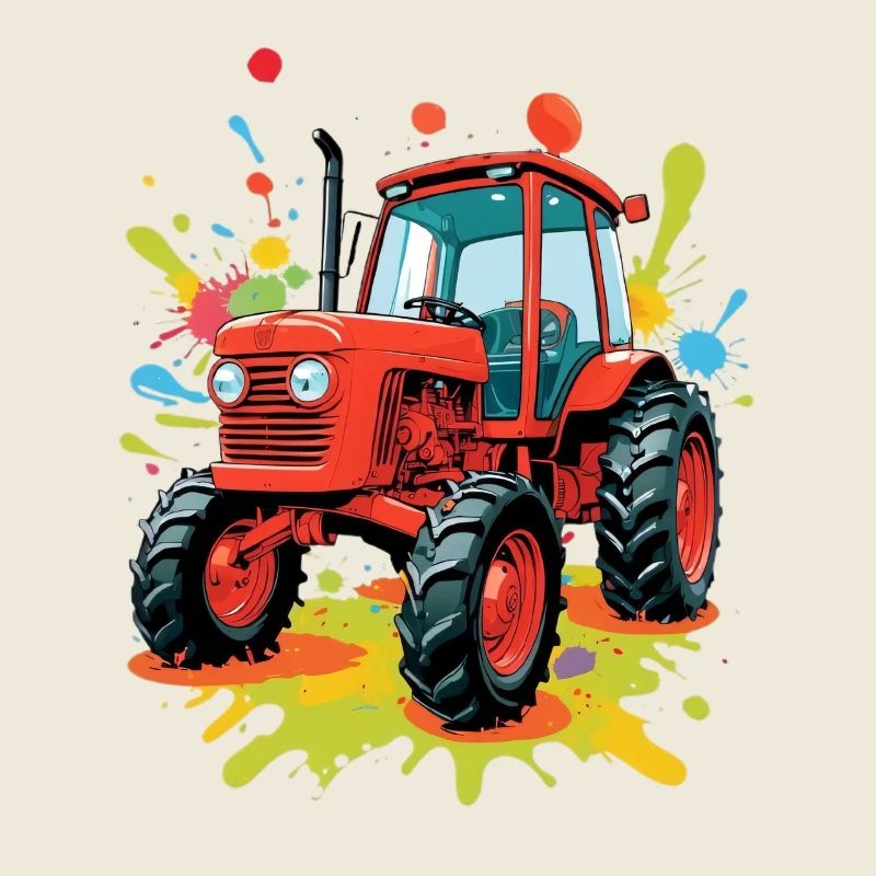 Farbenfroher Traktor Kunstdesign