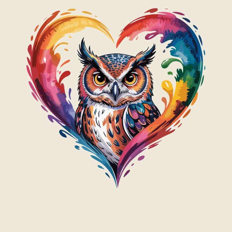 Farbige Eule Herz Design