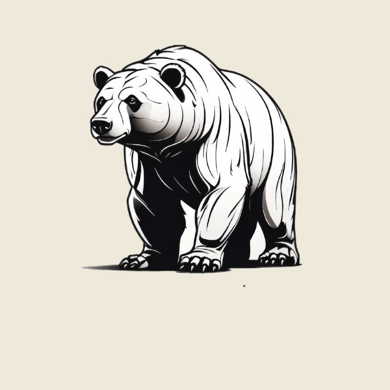 Illustration élégante d'ours en noir et blanc