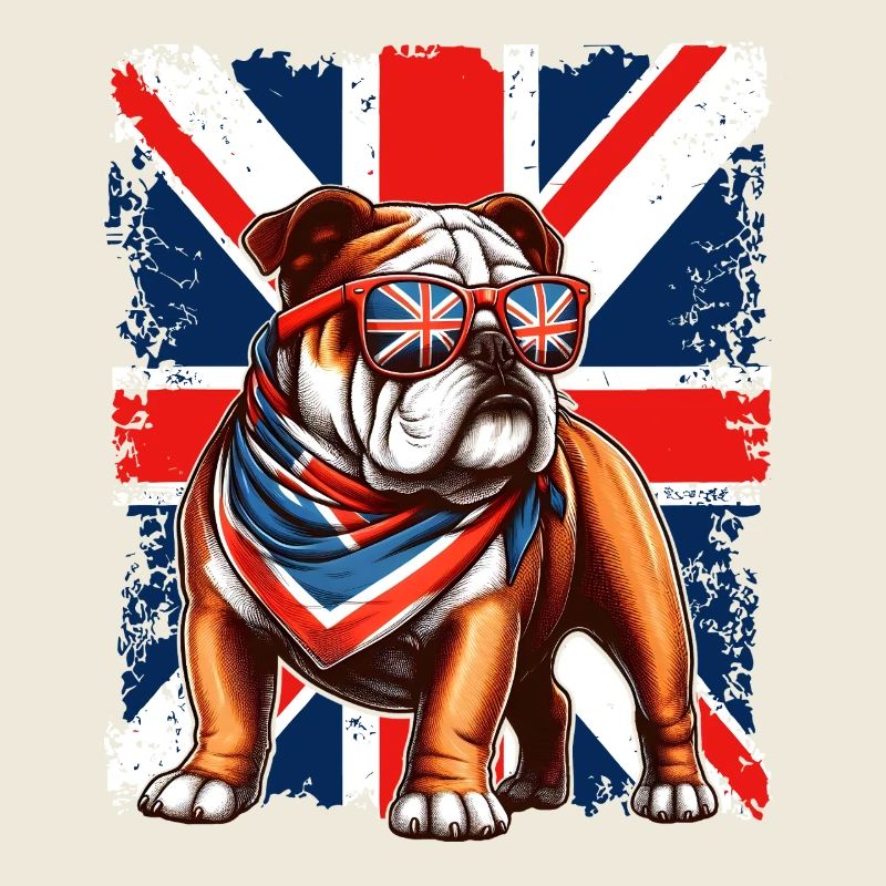 Bouledogue avec accessoires de drapeau britannique
