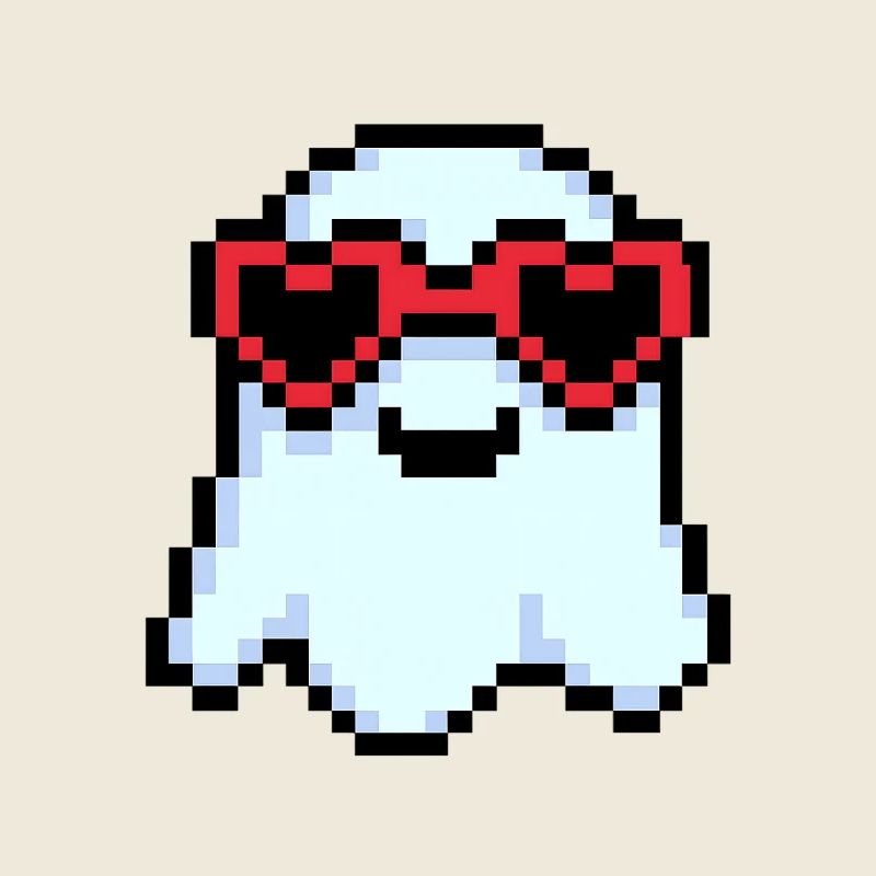 Pixelgeist mit herzförmigen Farbtönen