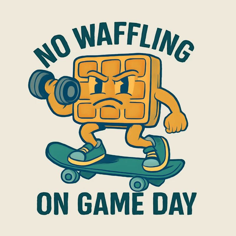Waffle cartoon with skateboard design