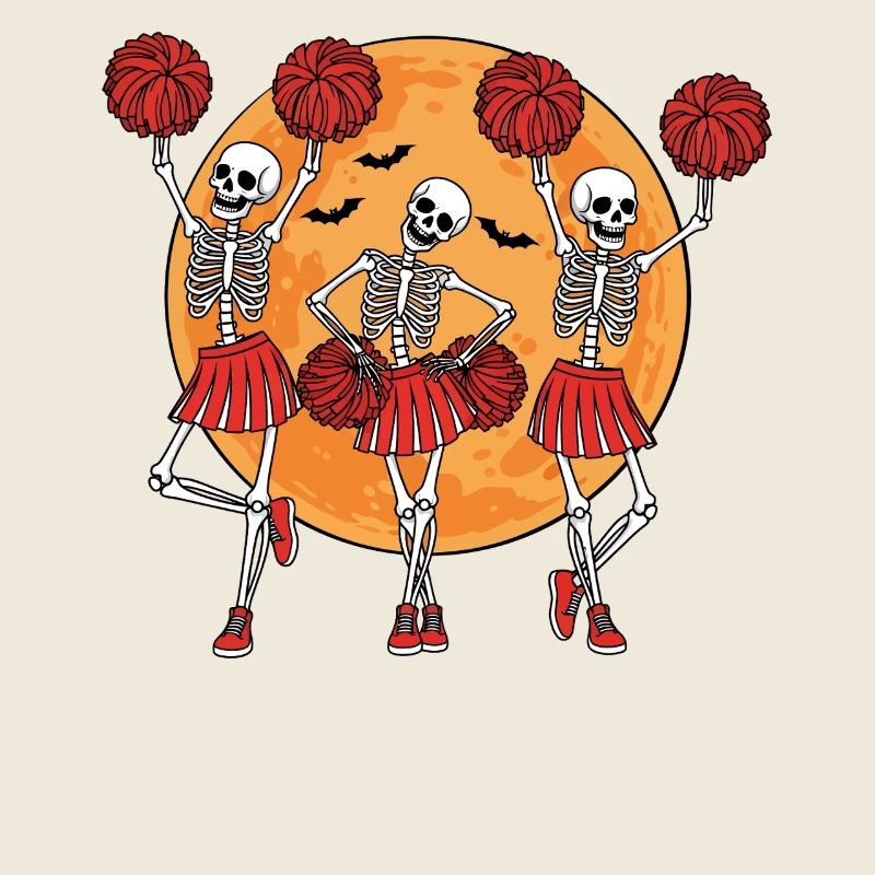 Tanzende Skelettmädchen mit Pompons