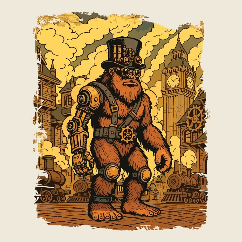 Steampunk Bigfoot Cryptid Sasquatch Gear Yeti